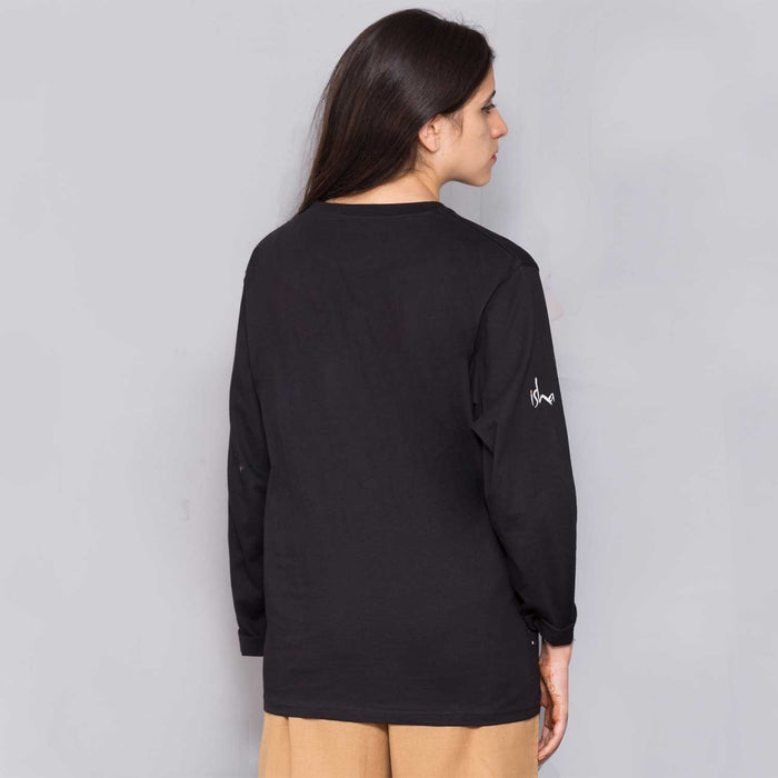 Unisex Black Adiyogi Printed Full Sleeve T-Shirt