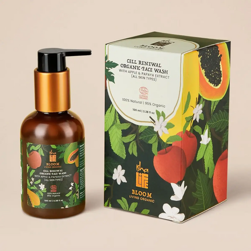 Bloom Cell Renewal Organic Face Wash With Apple & Papaya Extract (All Skin Types) - 100ml