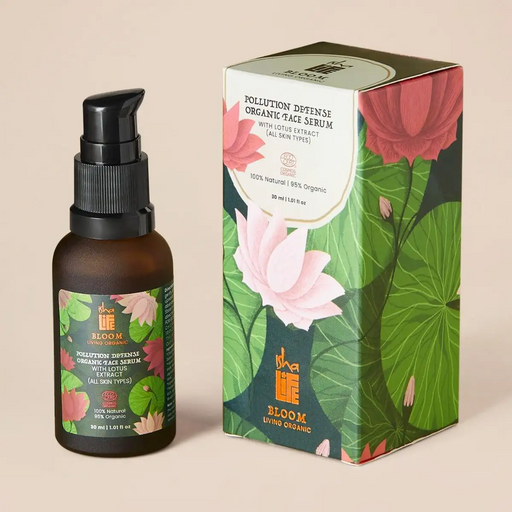 Bloom Pollution Defence Organic Face Serum With Lotus Extract (All Skin Types) - 30ml